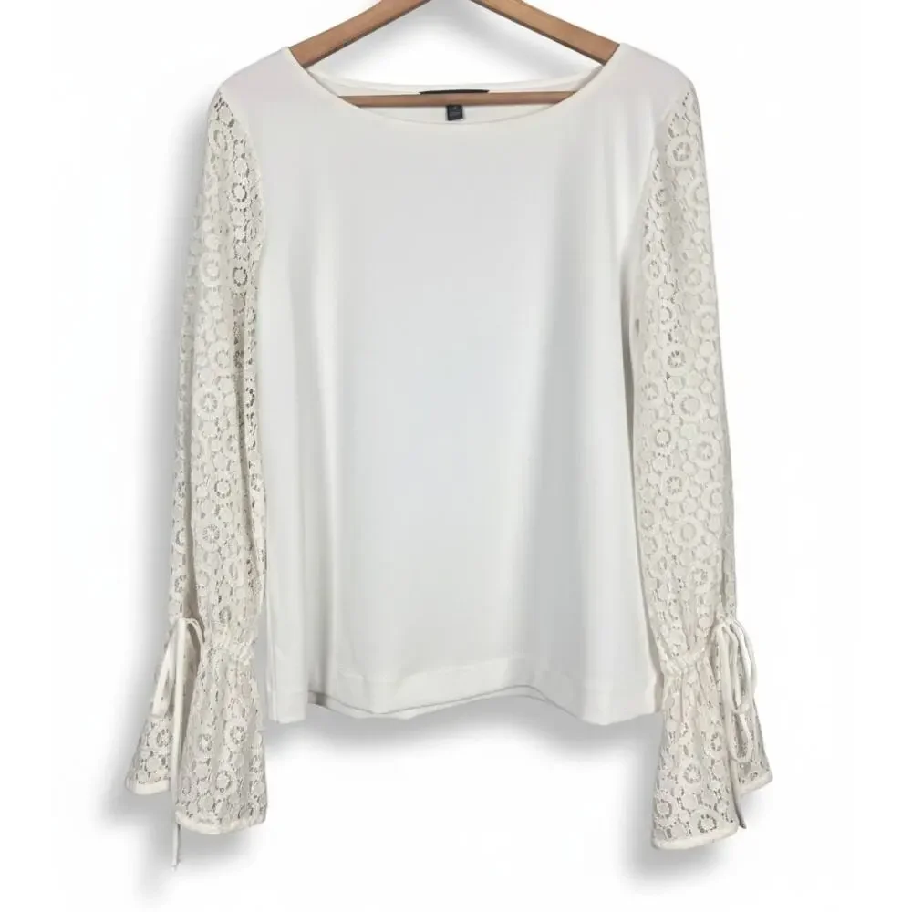 Banana Republic Womens‎ M Feminine Romantic Fairycore Preppy Lace Sleeve Blouse